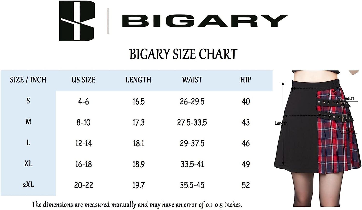Bigary Women's Goth Skirt Gothic Punk Emo Plaid Pleated Short Skirt - Image 8